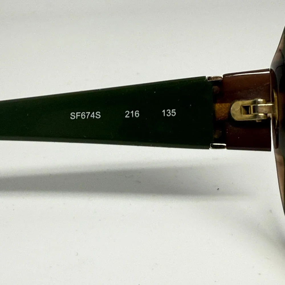 Salvatore Ferragamo SF674S 216 Brown Tortoise Green Oversized Sunglasses Italy